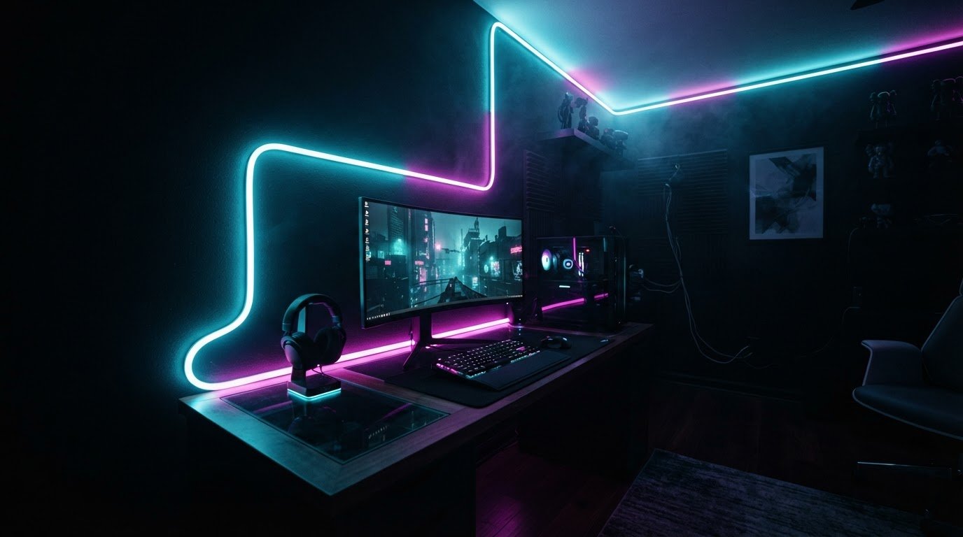 RGB Neon Rope Light gaming setup